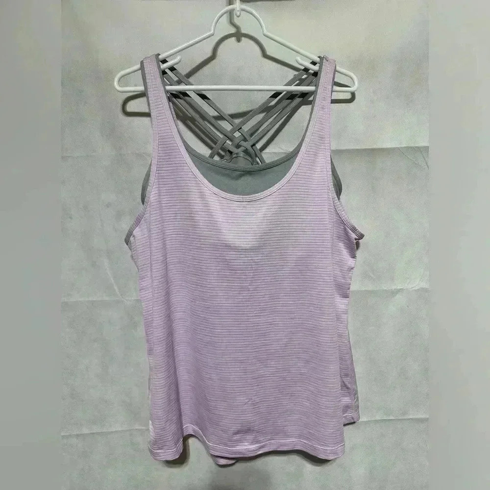Athleta Crisscross Sports Bra & Attached Flyaway Tank Top Combo Size XL NWOT